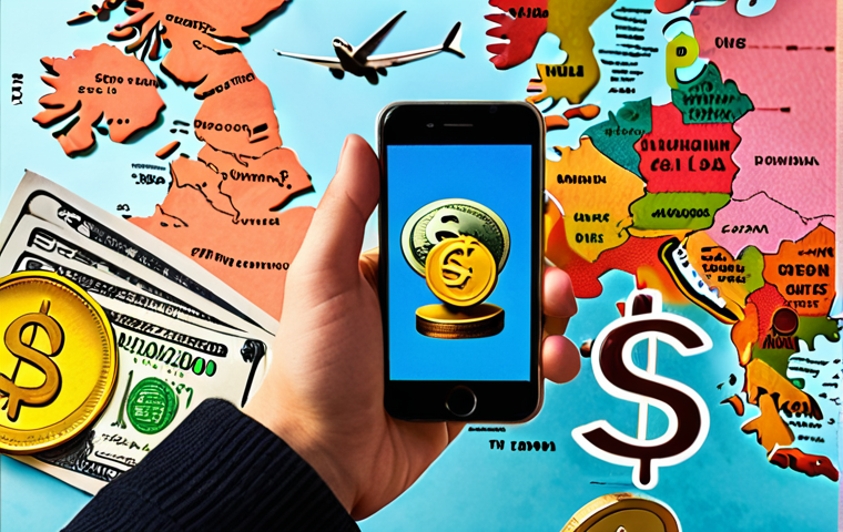 **

Prompt: A person happily checking their phone while traveling through Europe, with various currency symbols (€, $, £) subtly floating around them. Focus on a sense of financial freedom and ease.  Style:  Bright, travel photography.

**